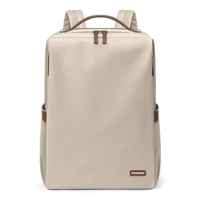 Sac à dos femme élégant en cuir PU et nylon, noir, pour ordinateur portable, idéal bureau et voyage.