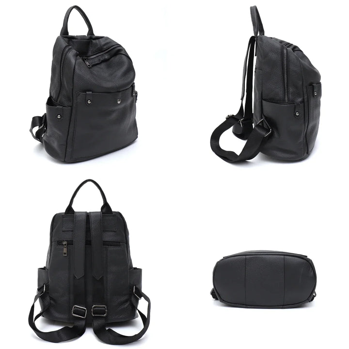 Intérieur spacieux du sac à dos femme en cuir vegan, multiples compartiments pour une organisation facile.
