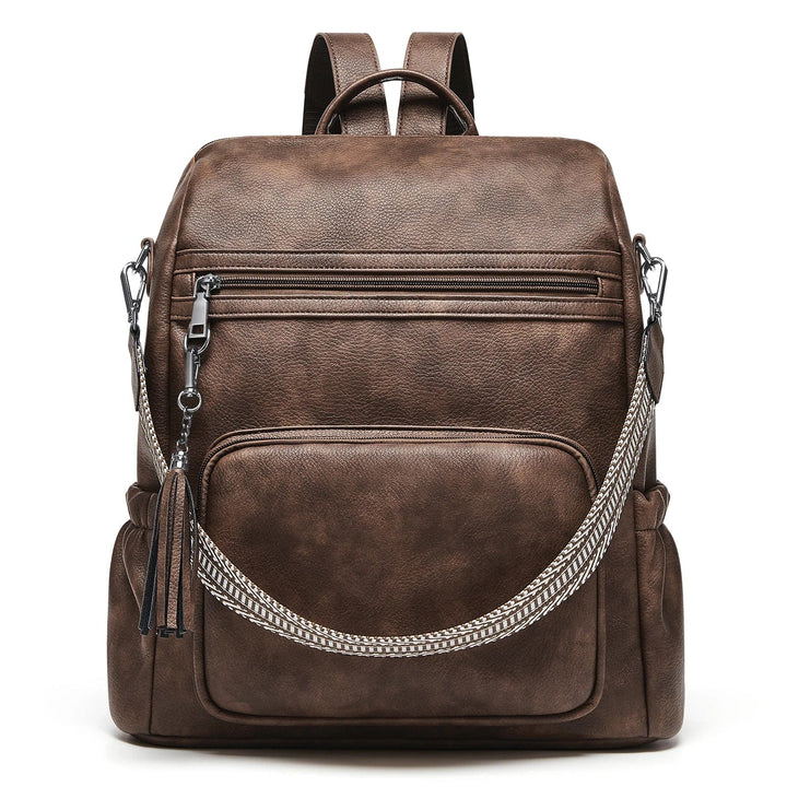 Sac à dos femme élégant en cuir vegan noir, style urbain, bretelles ajustables, mode