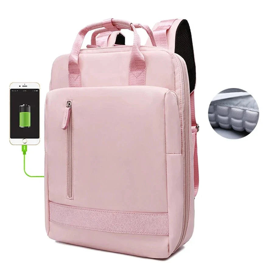 Sac à dos femme imperméable gris pour ordinateur portable 15.6 pouces, idéal pour travail et université