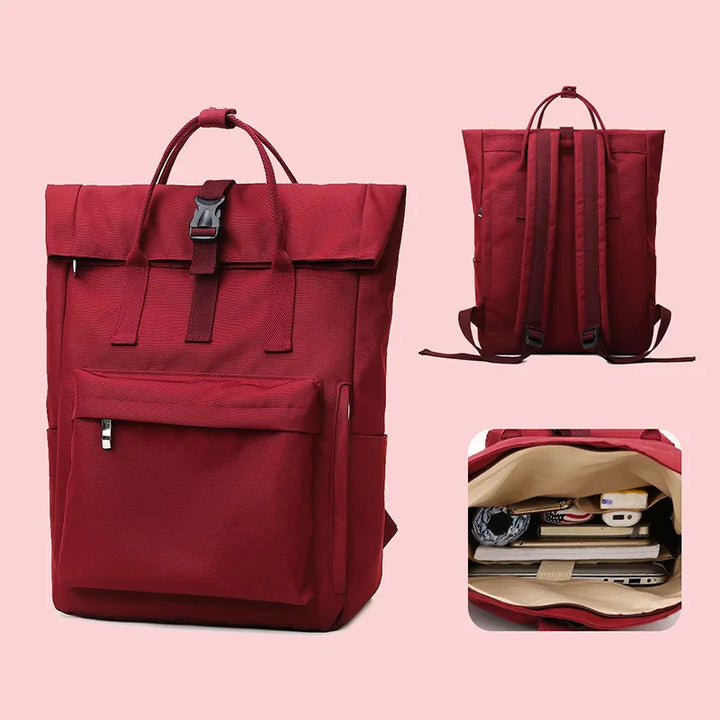 Accessoire femme polyvalent : sac à dos en toile claire, alliant élégance et confort.