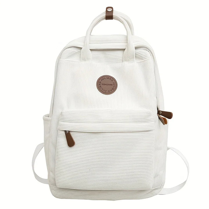 Sac à dos chic et confortable pour femme en velours côtelé, idéal pour le quotidien moderne.
