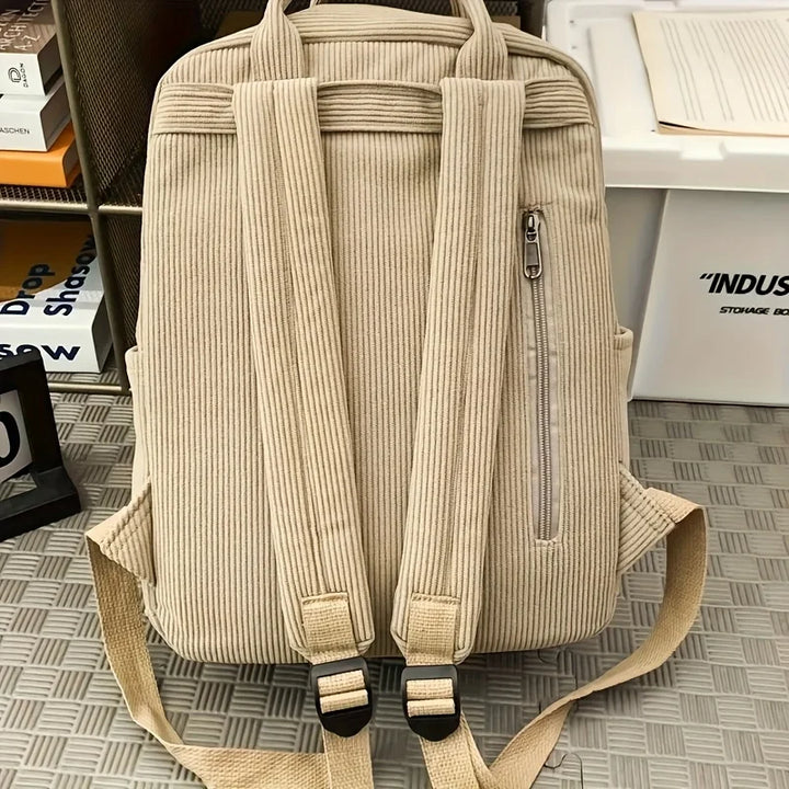 Sac de ville femme en velours côtelé, style élégant, avec compartiment pour ordinateur.