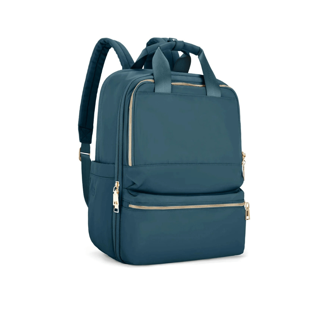 Sac à dos femme élégant, nylon oxford bleu, pour ordinateur portable 14 pouces, idéal étudiant ou voyage.