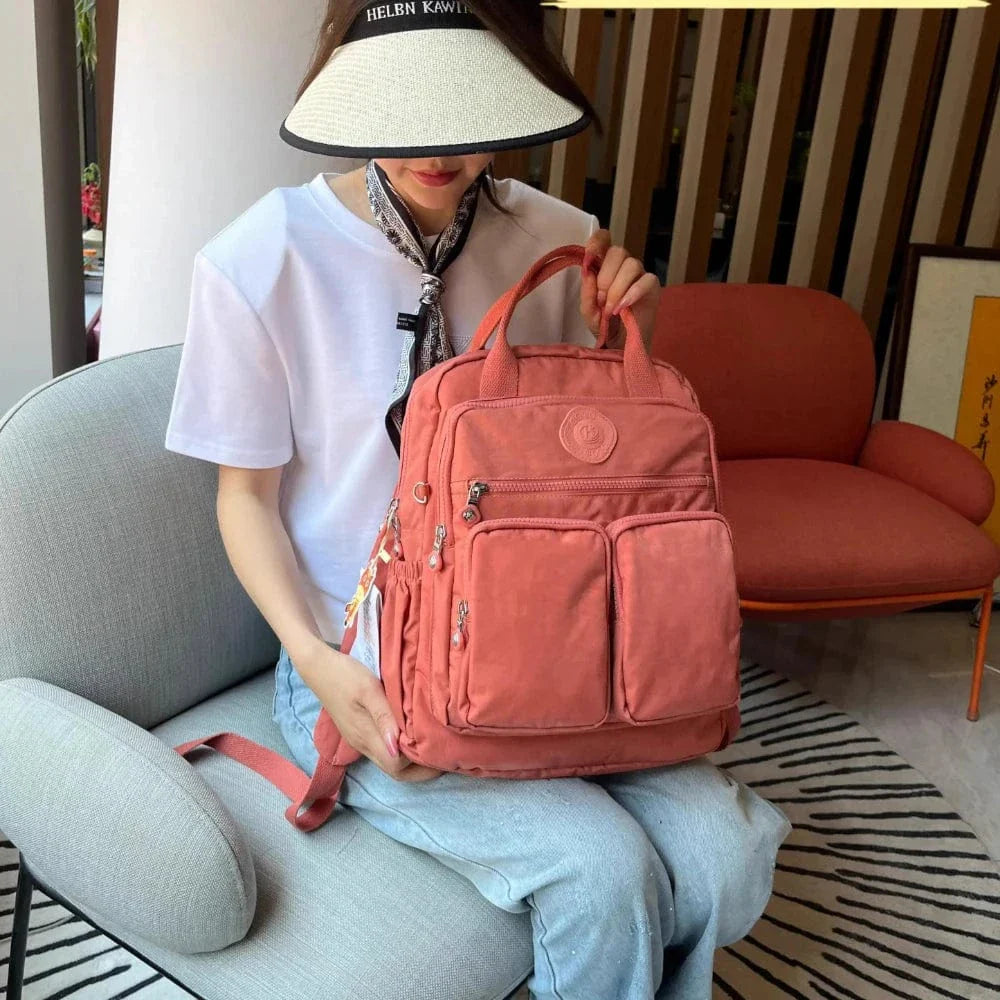 Sac à dos femme couleur unie, simple et élégant, parfait pour le collège, l'école et l'ordinateur 14 pouces.