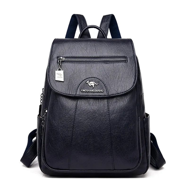 Gros plan sur le sac à dos femme Silvy, détail du cuir PU et de la fermeture éclair, qualité moderne.
