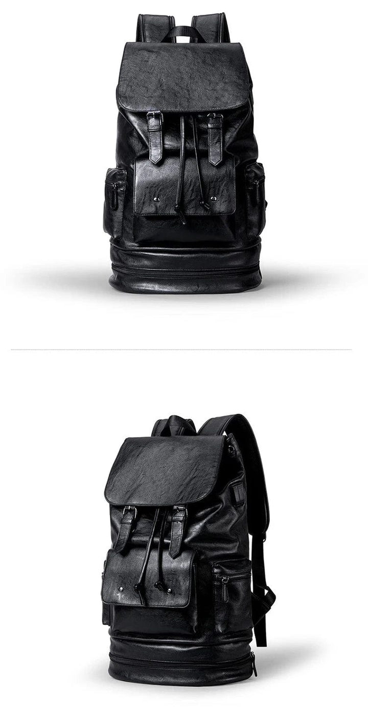 Sac à dos noir en cuir PU de ville, élégant et stylé, pour un look professionnel