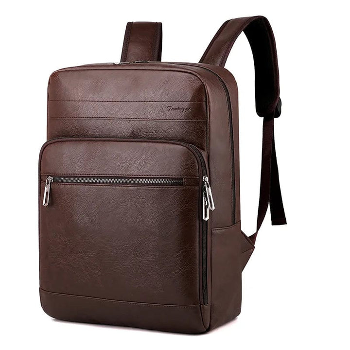 Sac à dos homme en cuir PU noir imperméable, élégant et résistant pour ordinateur portable.