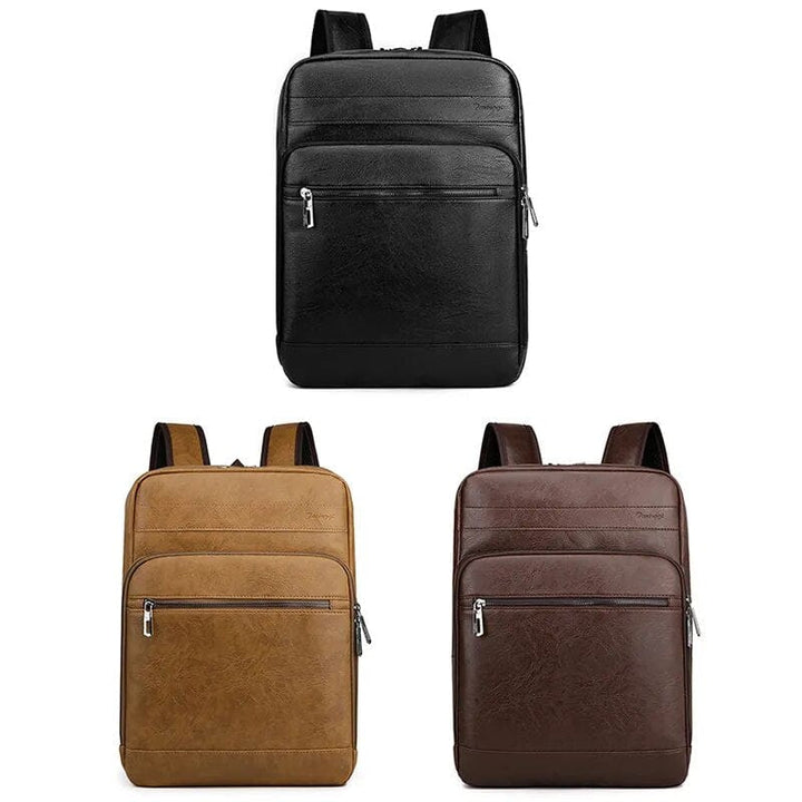 Accessoire homme: sac à dos noir en cuir PU, imperméable, parfait pour transporter un ordinateur.