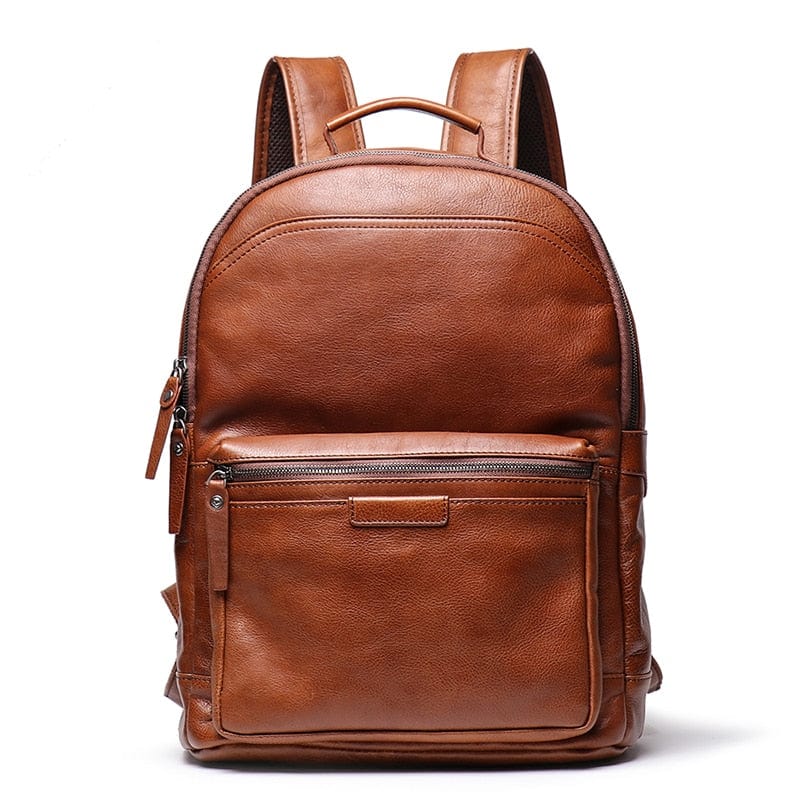 Sac à dos homme en cuir véritable pour ordinateur portable, noir élégant