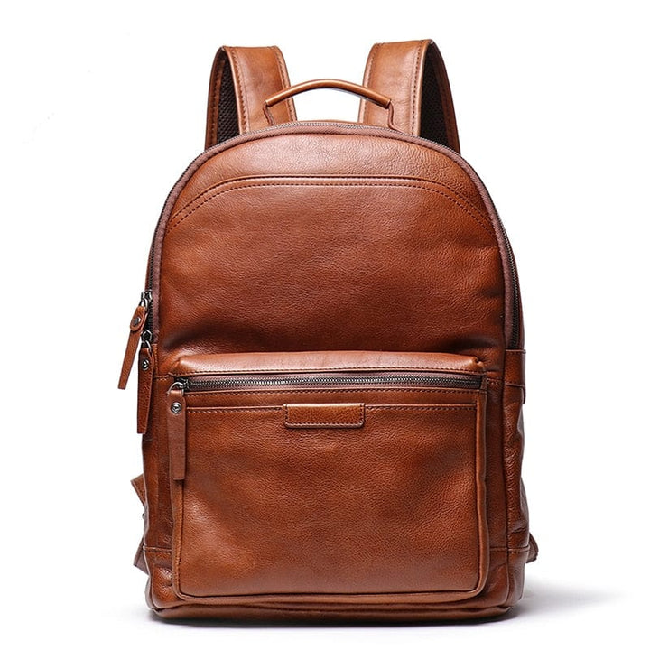 Sac à dos homme en cuir véritable pour ordinateur portable, noir élégant