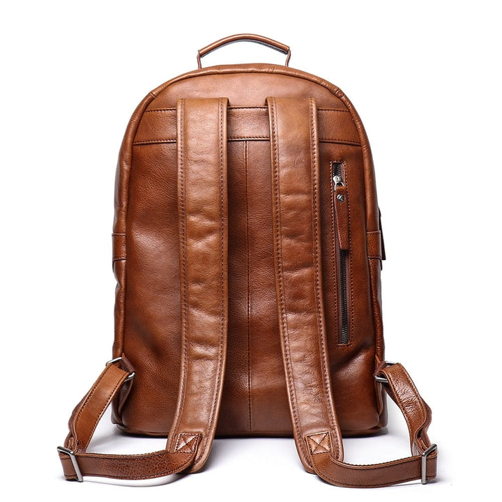 Sac à dos affaires en cuir véritable pour homme, avec poche pour PC portable