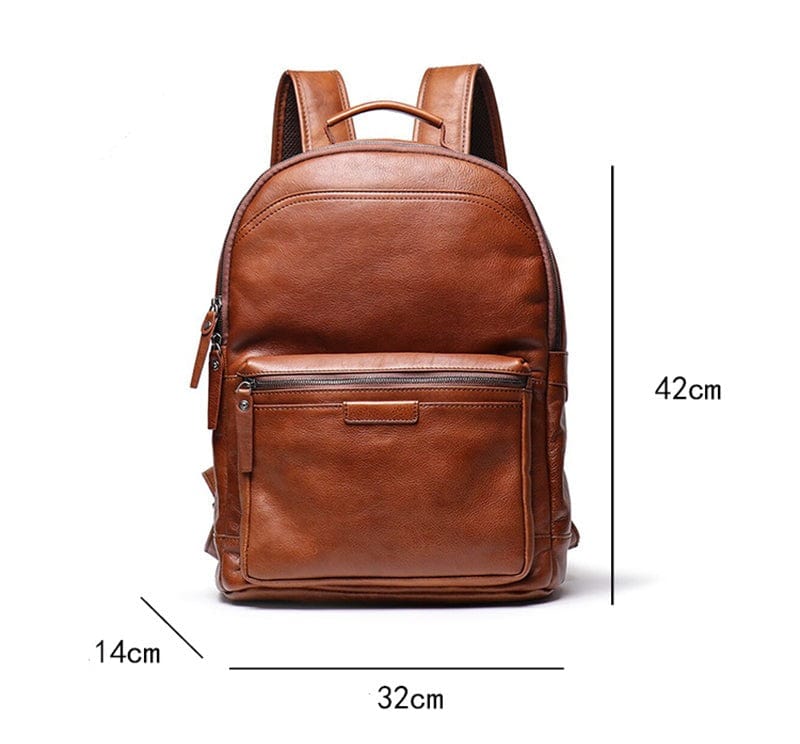 Sac à dos homme en cuir avec bretelles ajustables, pour ordinateur portable