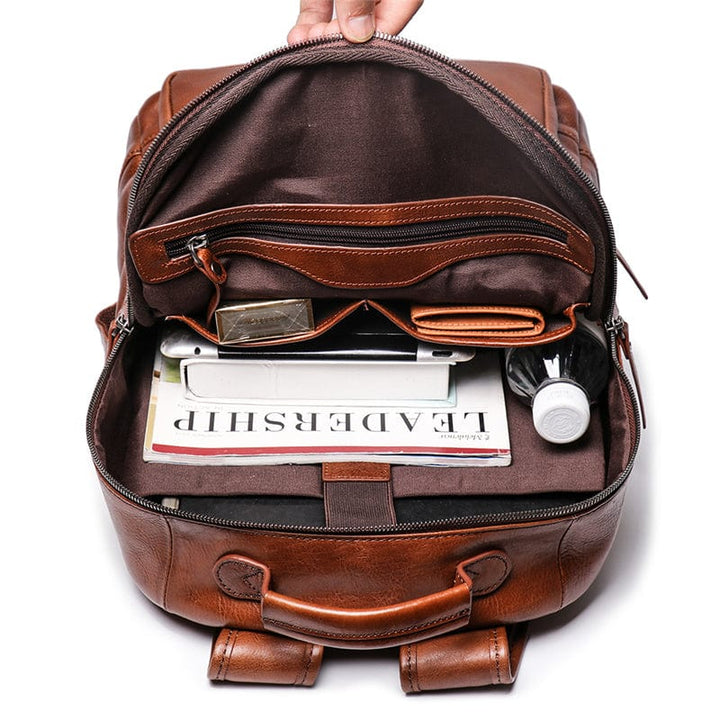 Sac à dos élégant en cuir pour homme, compatible avec ordinateur portable