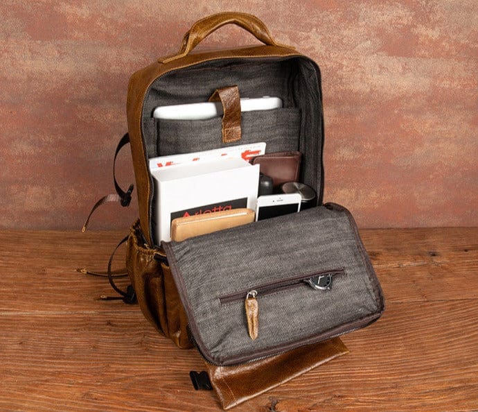 Sac à dos homme en cuir véritable style rétro, robuste et pratique