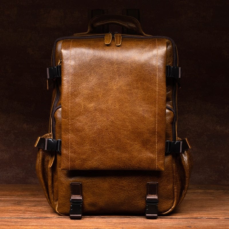 Sac à dos homme en cuir pleine fleur, style rétro durable et chic