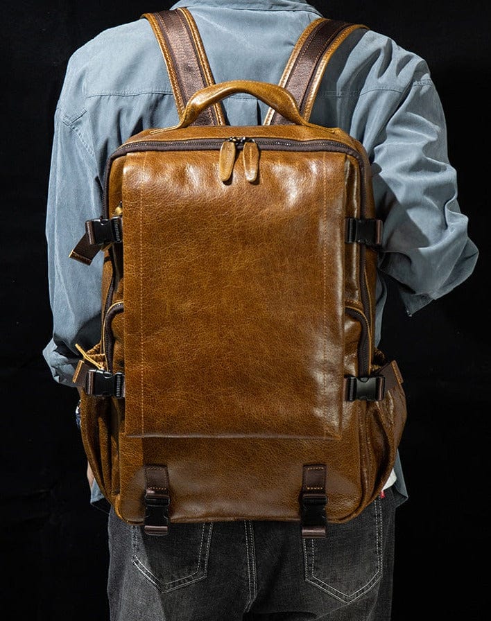 Sac à dos homme en cuir vintage, idéal pour l'aventure et le travail