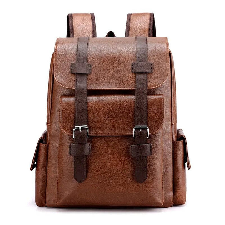 Sac à dos fonctionnel en cuir PU noir pour homme, parfait pour le travail ou les déplacements urbains