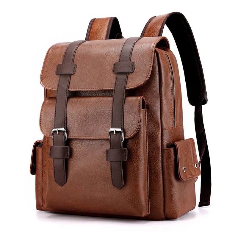 Sac à dos élégant et robuste, en cuir PU noir, conçu pour l'homme moderne et ses trajets quotidiens