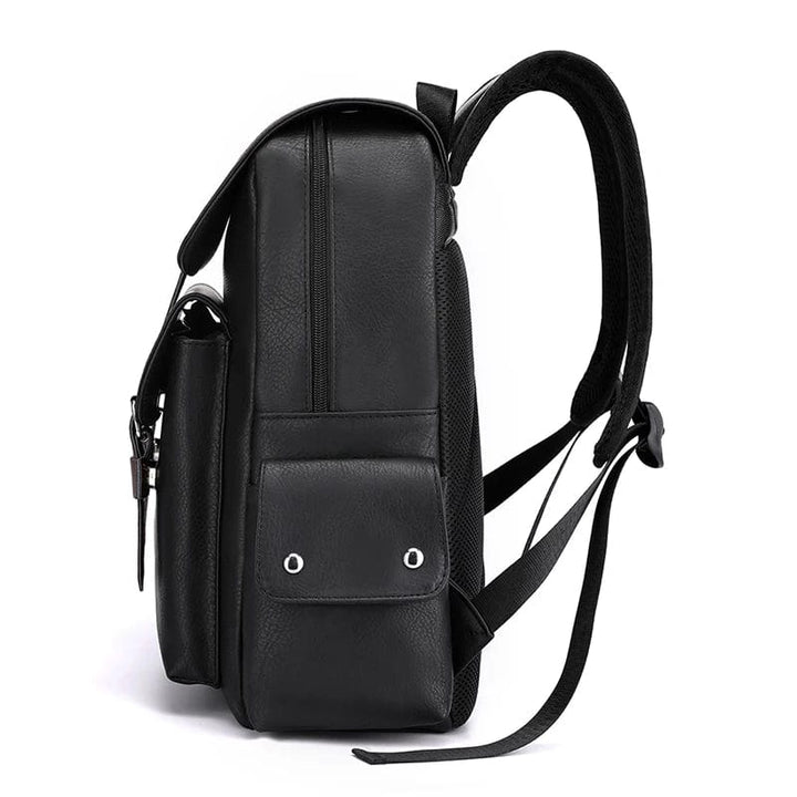 Sac à dos homme noir en cuir PU, résistant et polyvalent, adapté pour transporter un ordinateur portable
