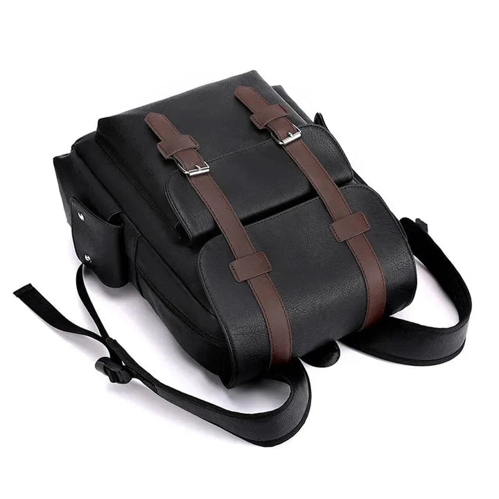 Sac à dos élégant en cuir PU marron, pour homme d'affaires ou étudiant, look urbain soigné et fonctionnel