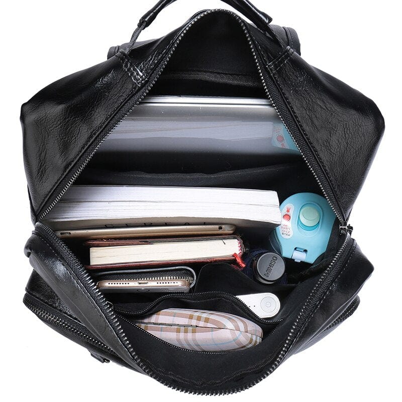 Sac à dos en cuir PU noir pour homme, élégant et pratique pour transporter un ordinateur