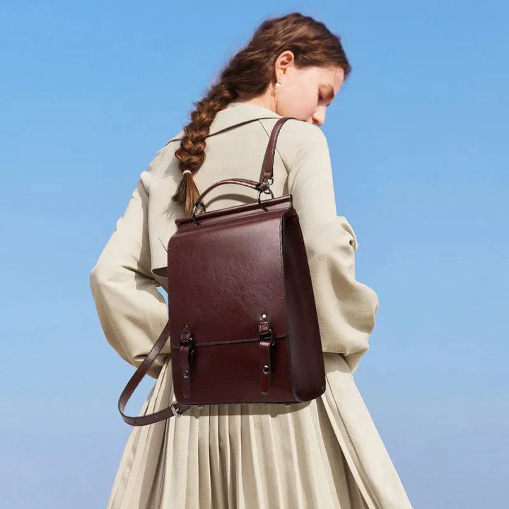 Sac à dos féminin Lizeth en cuir, idéal pour le quotidien, avec fermeture éclair dorée