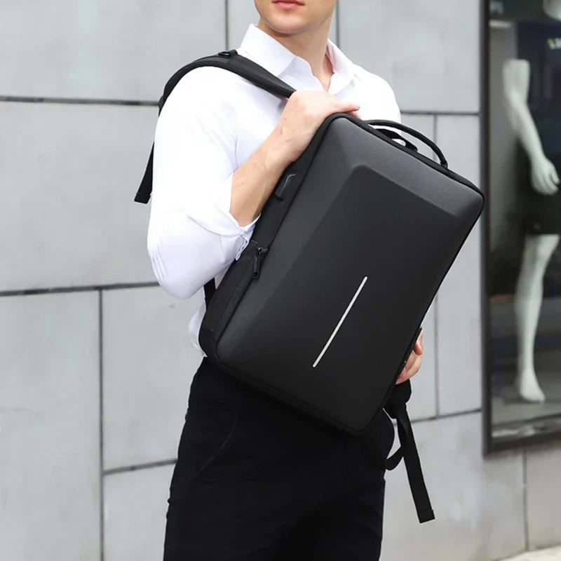 Sac à dos rigide homme anti-vol pour PC portable, parfait pour la sécurité de vos équipements en déplacement.