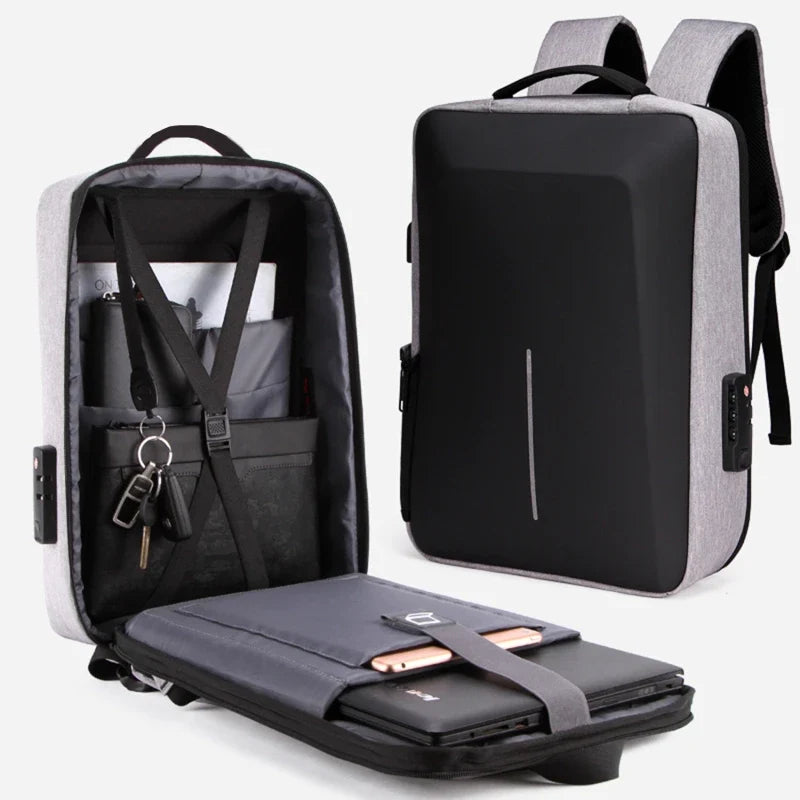 Sac à dos urbain anti-vol pour homme, conception rigide en tissu Oxford, protégeant votre ordinateur portable.