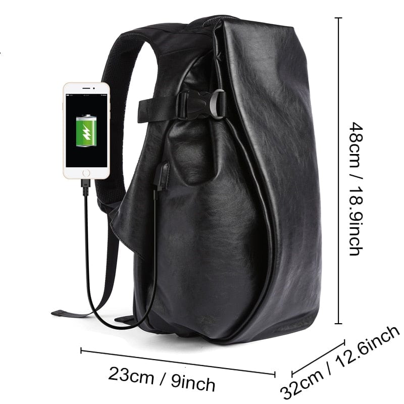 Sac à dos homme multifonctionnel en cuir PU, étanche et avec port de charge USB, parfait pour voyage.