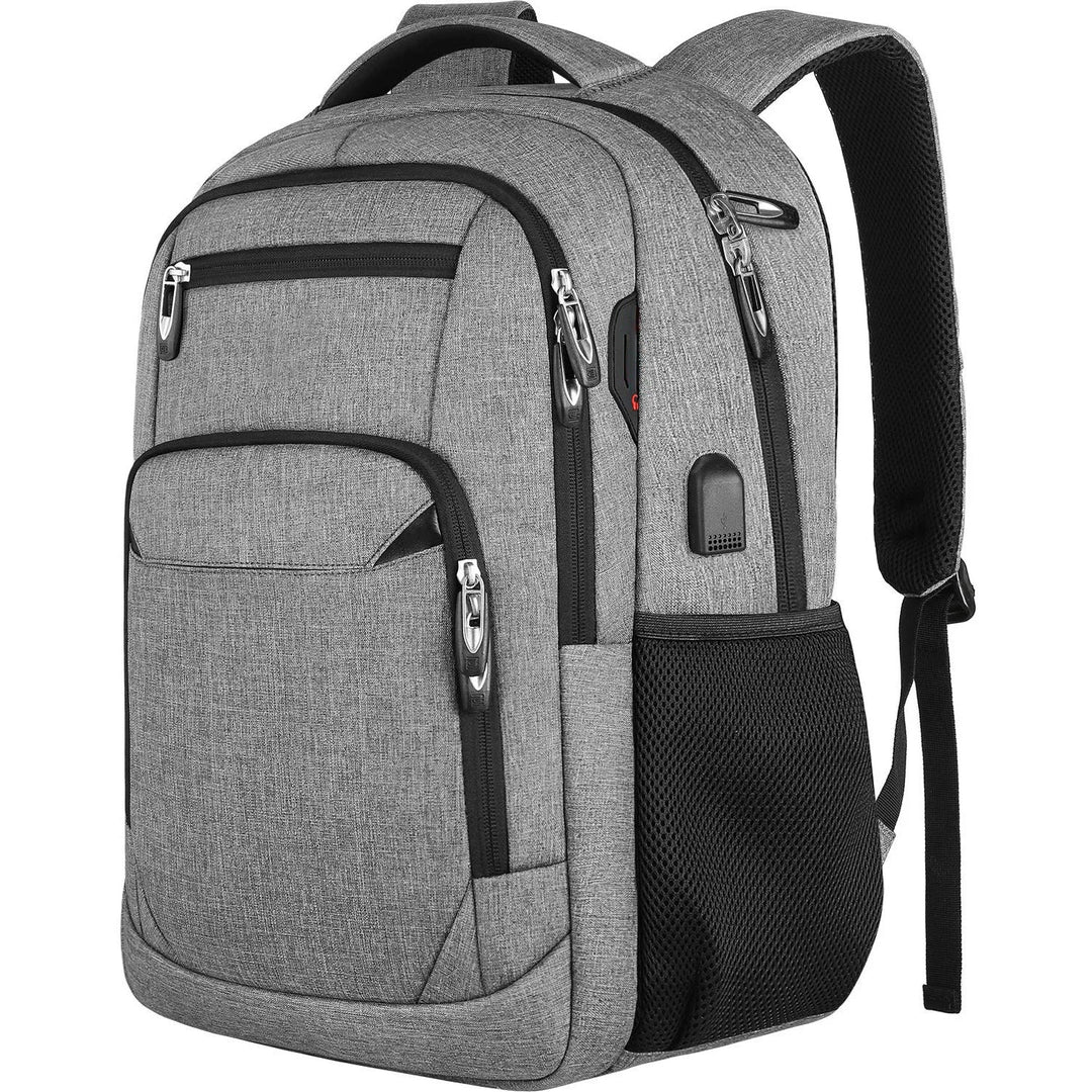 Sac à dos ordinateur homme élégant gris, idéal pour le travail, le bureau et les déplacements urbains.