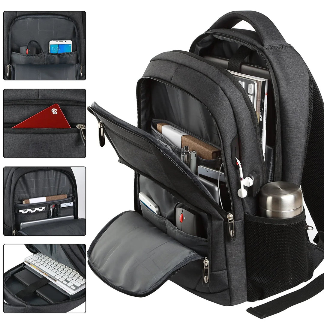 Sac à dos homme confortable en polyester, avec protection ordinateur, parfait pour le travail ou le voyage.