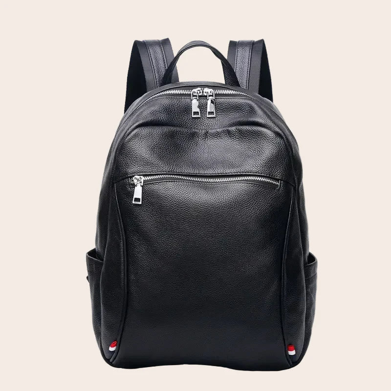 Sac à dos professionnel en cuir noir, élégant, pour ordinateur portable et travail