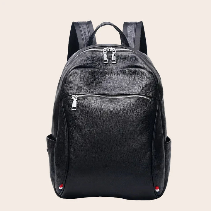 Sac à dos professionnel en cuir noir, élégant, pour ordinateur portable et travail