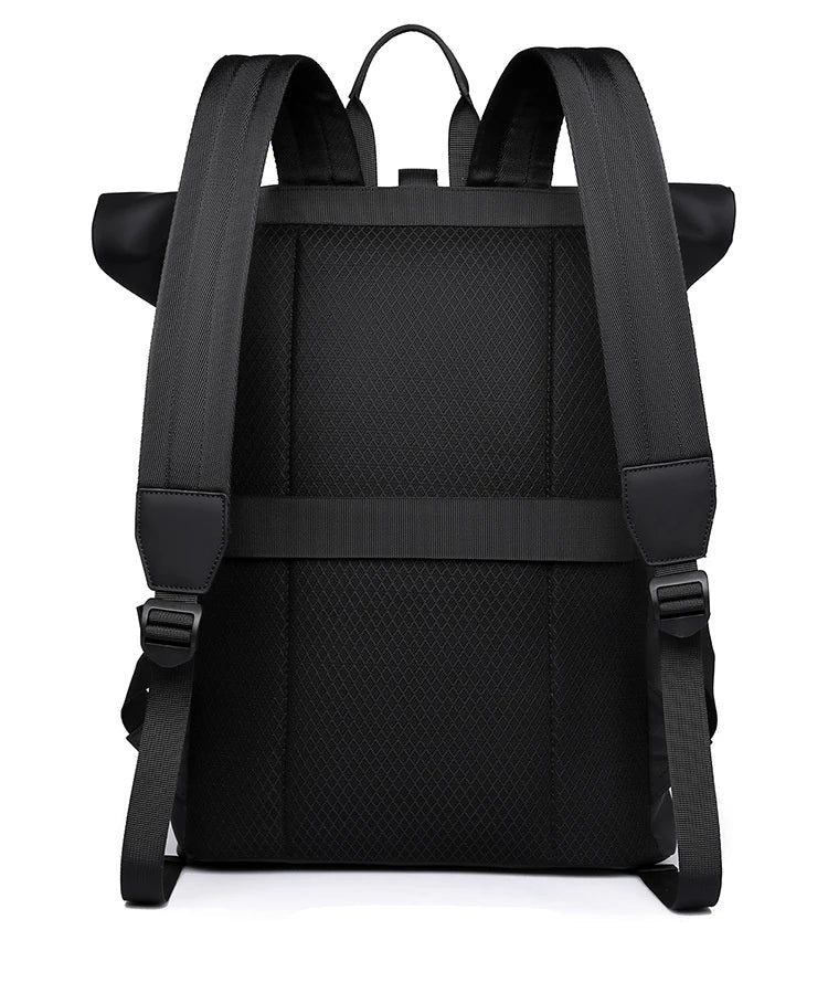 Sac à dos roll top robuste et imperméable, conçu pour le voyage et l'usage quotidien, modèle unisexe.