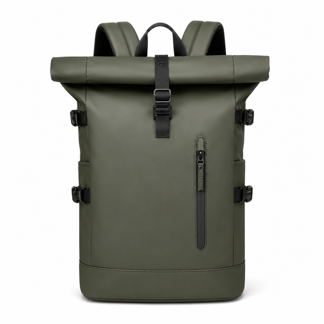 Sac à dos roll-top innovant avec port USB et espace PC, le compagnon idéal de chaque jour.