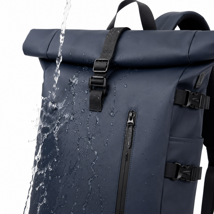 Sacoche de voyage roll-top ergonomique et résistante, avec design sécurisé anti-vol, port USB.