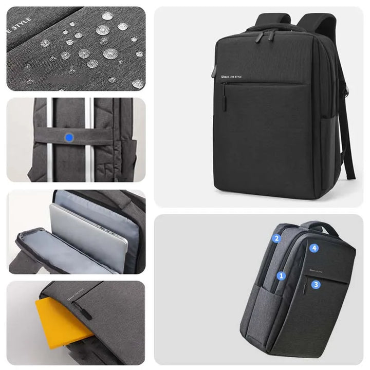 Sac à dos fonctionnel pour PC portable 16 pouces avec rangement sécurisé et imperméable, parfait pour la ville.