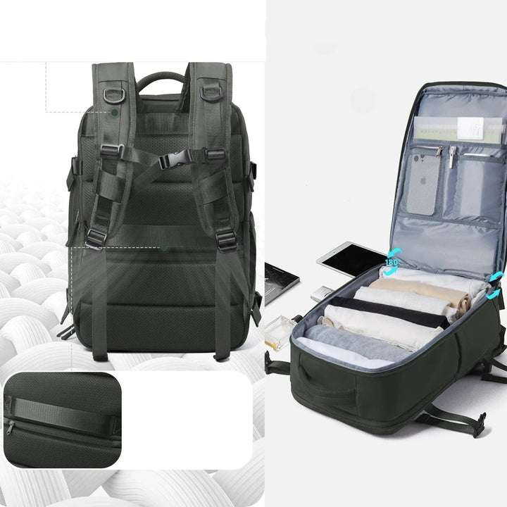 Sac à dos étudiant 40L, compatible avion, avec emplacement sécurisé pour ordinateur, en nylon résistant