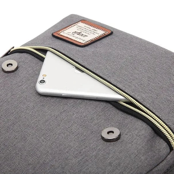 Sac à dos vintage gris pour ordinateur portable 16 pouces, parfait pour les études et le travail
