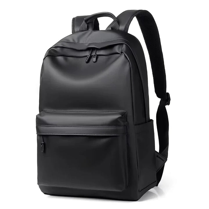 Sac à dos urbain noir pour hommes avec compartiment PC, style minimaliste, parfait pour bureau, voyage, étudiant.
