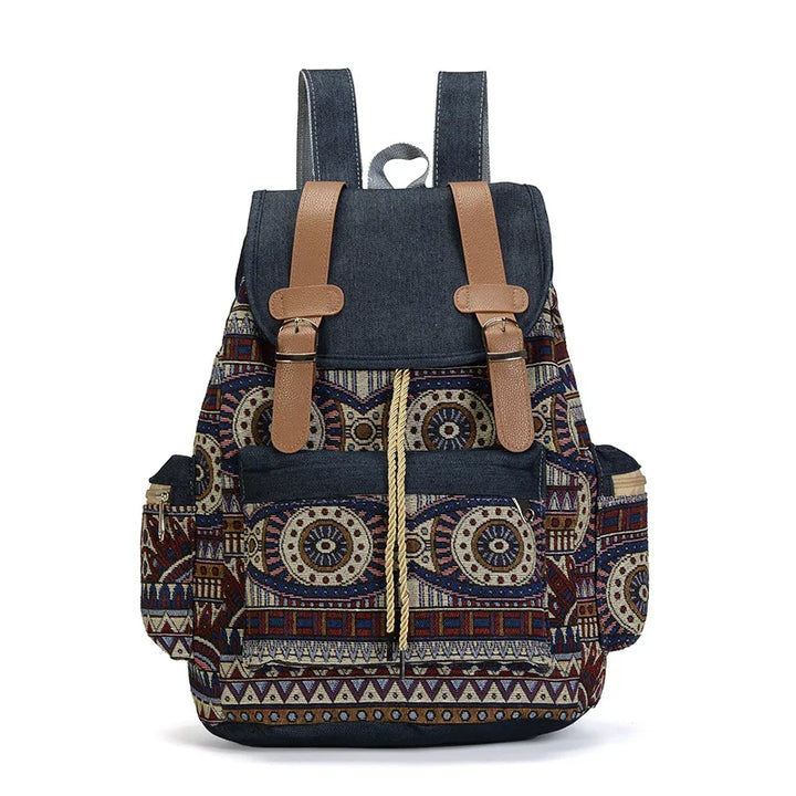 Sac à dos femme bohème chic, design vintage unique. Accessoire de mode en toile pour ville ou voyage.