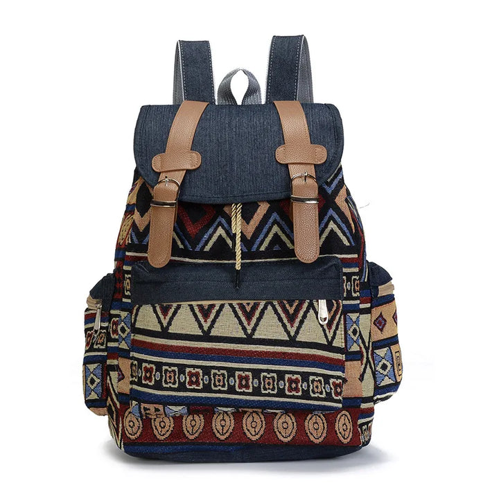 Sac à dos vintage pour femme, esprit bohème ethnique. Confortable et stylé pour un usage quotidien.
