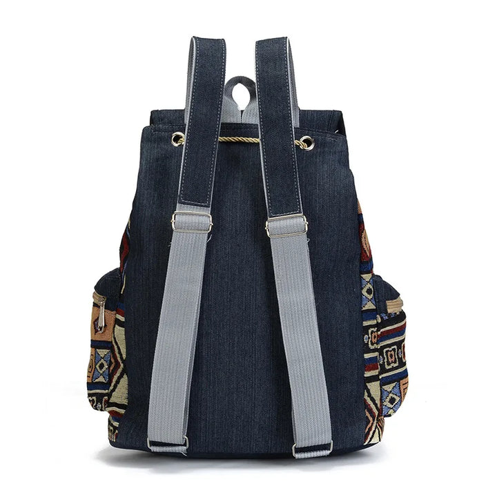 Sac à dos femme, mélange vintage et bohème. Parfait pour étudiantes ou baroudeuses, style ethnique affirmé.
