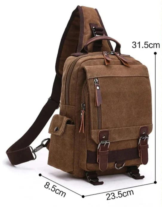 Sac à dos femme vintage en toile beige et cuir PU, détails boucles, style intemporel pour toutes occasions