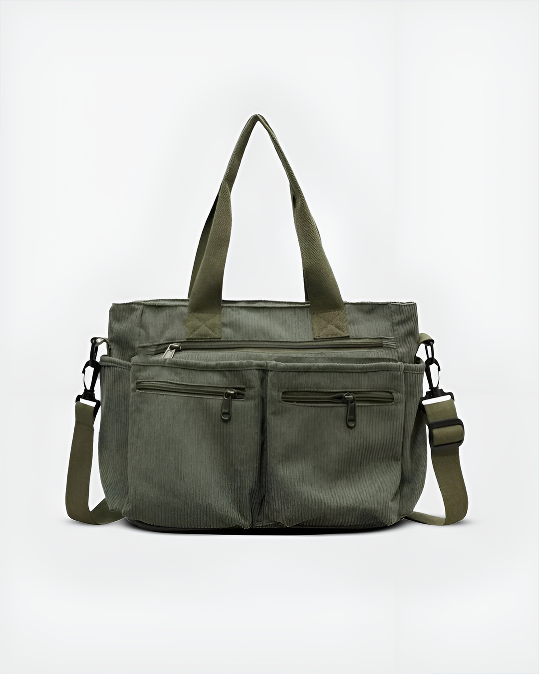 Sac fourre-tout femme en velours côtelé, léger et zippé. Idéal pour le quotidien ou le travail.