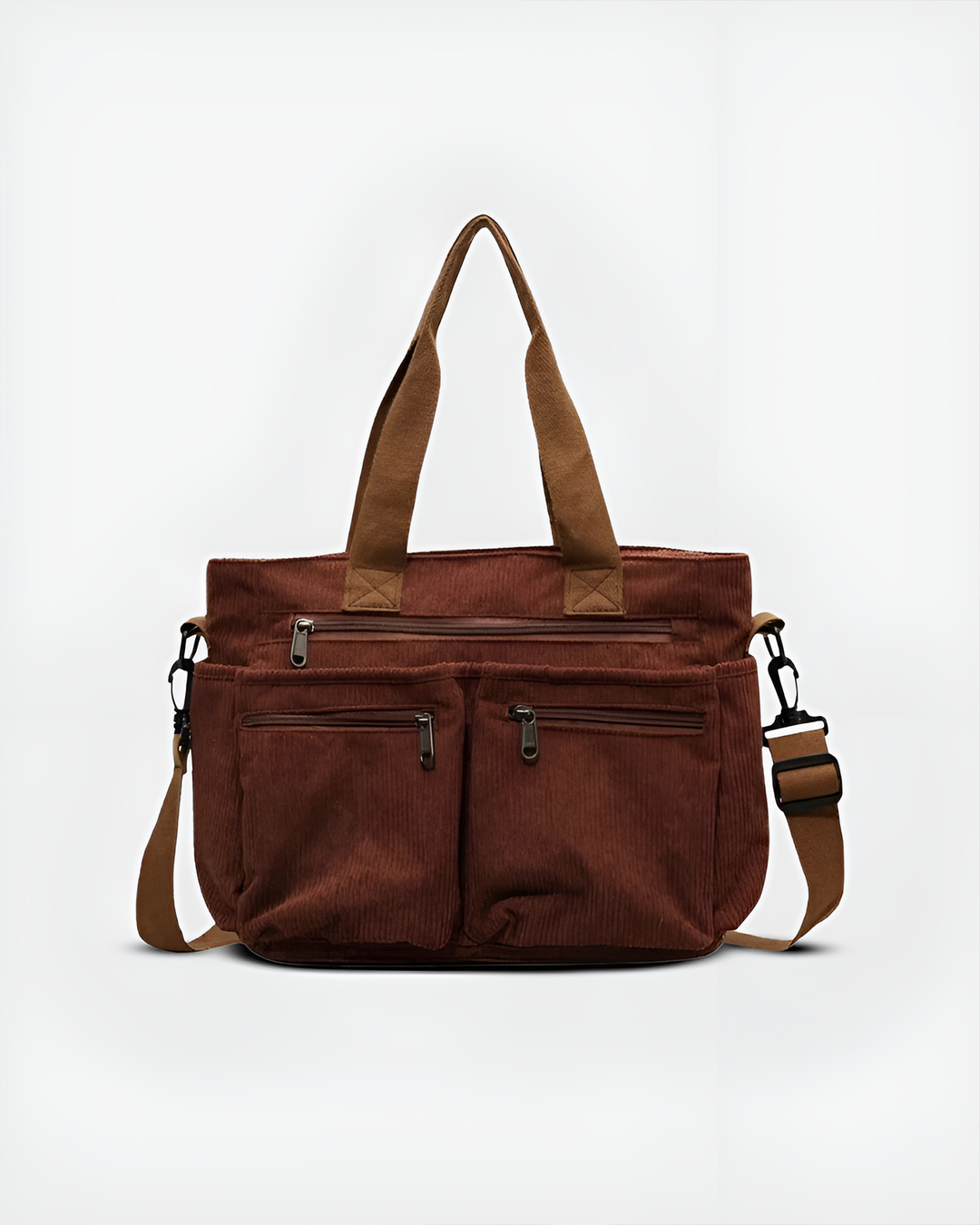 Fourre-tout femme en velours côtelé, léger et chic. Sac d'épaule zippé, idéal pour toutes vos activités.
