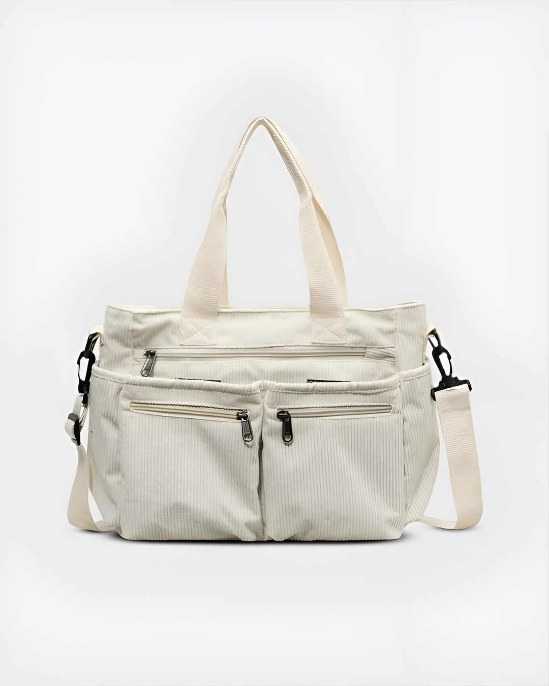 Sac cabas femme zippé en velours côtelé, léger. Un accessoire élégant et pratique pour le quotidien.