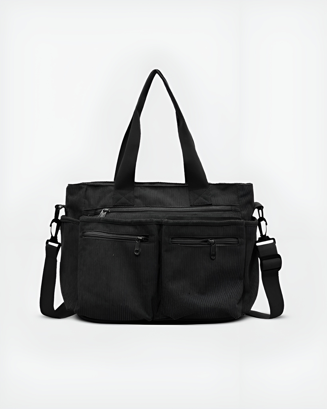 Sac femme en velours côtelé, fourre-tout léger et polyvalent. Design élégant avec fermeture éclair pratique.