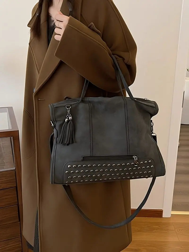 Sac à main femme spacieux en simili-cuir élégant. Idéal pour les cours, documents A4, parfait pour la rentrée.